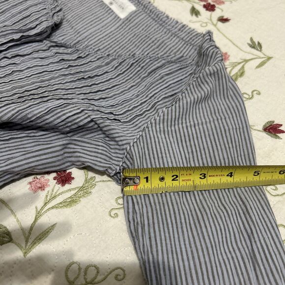 Khadi and Co. Bess Nielsen Blouse Stripe Medium Brown Blue - Picture 13 of 16